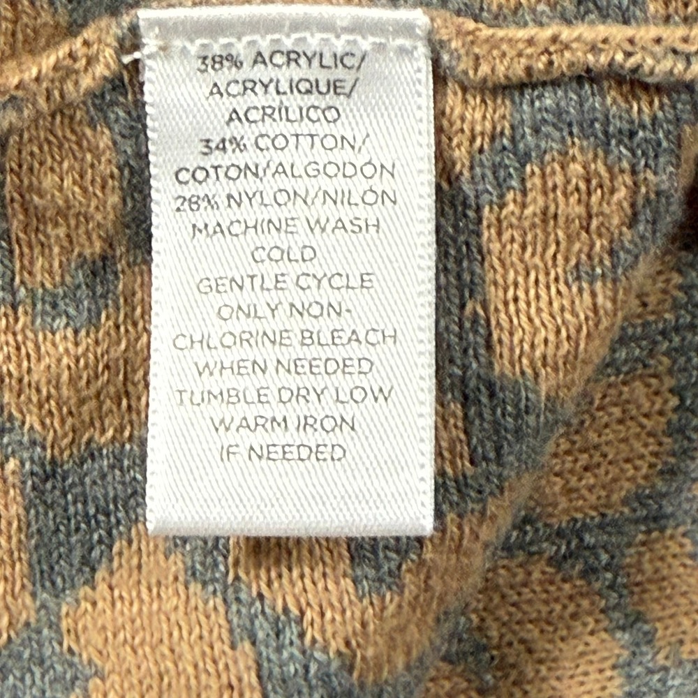 Ann Taylor LOFT Womens XXL Leopard Animal Print Tan Gray Knit Pullover Sweater - Picture 3 of 9